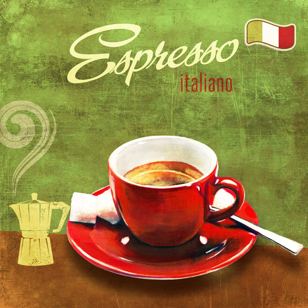 Espresso Skip Teller 1 Formato Quadrato Arte Contemporanea Vintage Cucina 1cu1242 Alfieriarte