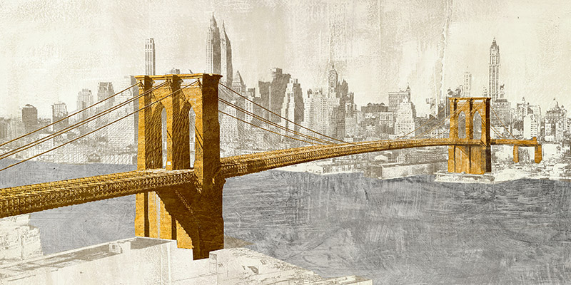 Gilded Brooklyn Bridge Joannoo Arte Contemporanea Decorativi 2 Rettangolo Classico 2jo2947 Alfieriarte
