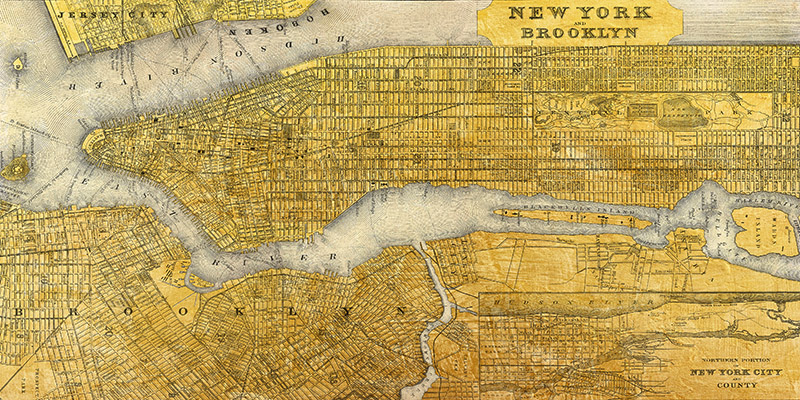Gilded Map Of Nyc Joannoo Arte Contemporanea Decorativi 2 Rettangolo Classico 2jo2879 Alfieriarte