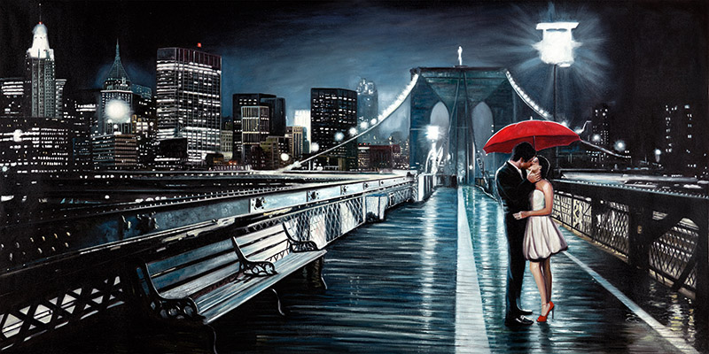 Kissing On Brooklyn Bridge Pierre Benson Arte Contemporanea Figurativi 2 Rettangolo Classico 2bn2577 Alfieriarte Alfieriarte
