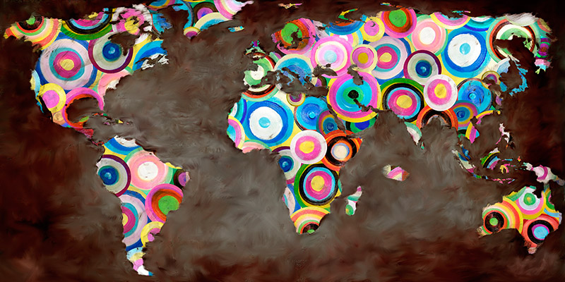 World In Circles Joannoo Arte Contemporanea Decorativi 2 Rettangolo Classico 2jo2482 Alfieriarte
